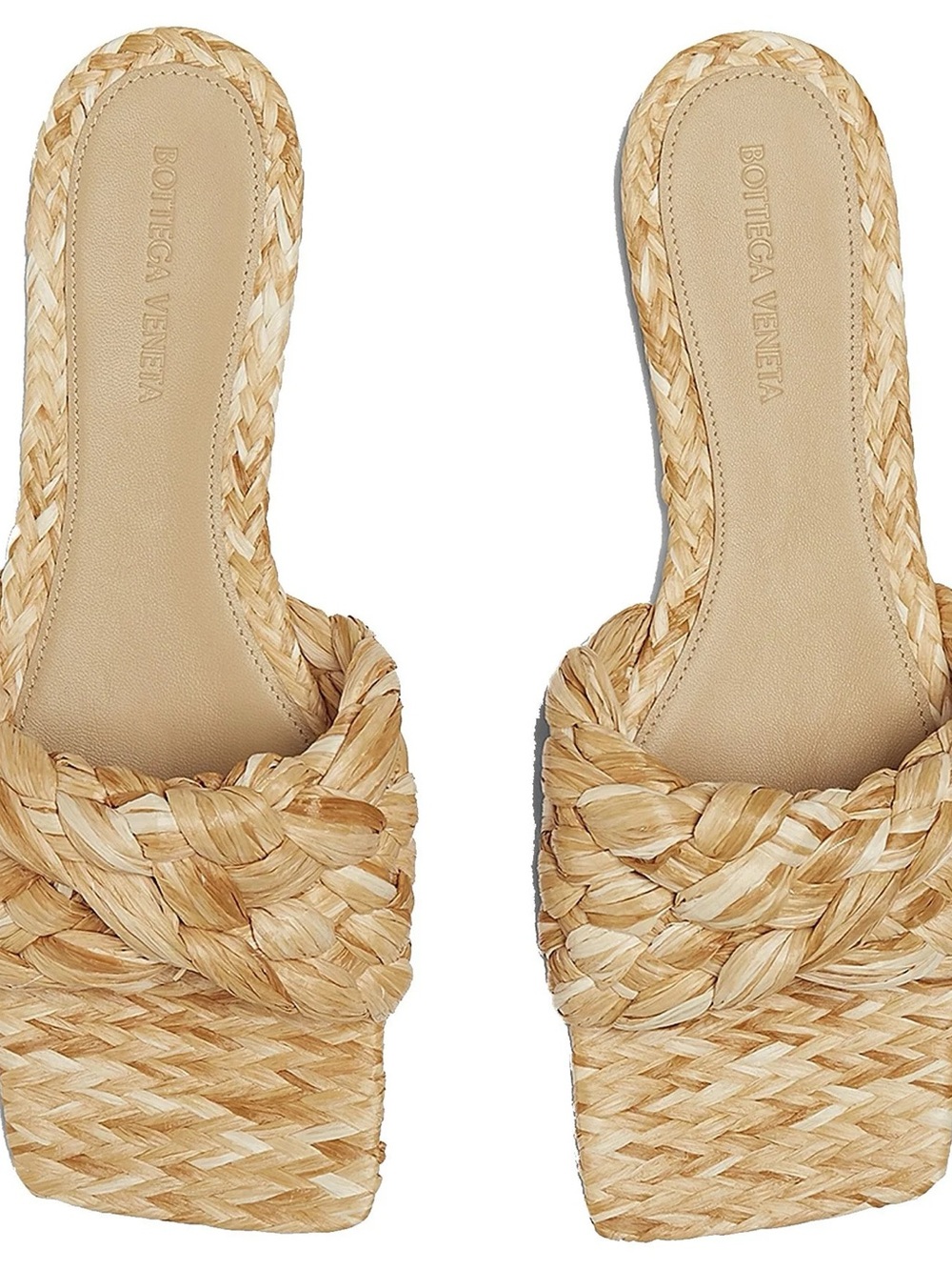 Bottega Veneta Natural Raffia Braided Sandals in Macadamia - Picture 2 of 9